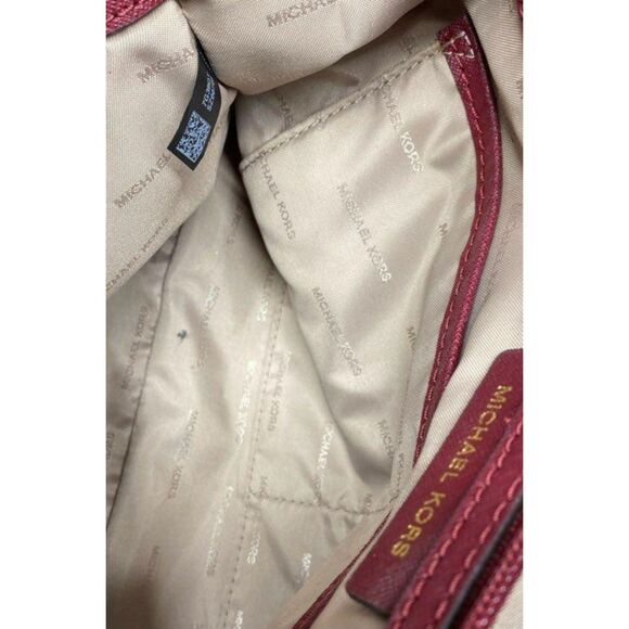 Michael Kors Savannah Large Satchel Brown/Wine Coated Canvas Satchel Hand Bag - Picture 5 of 6